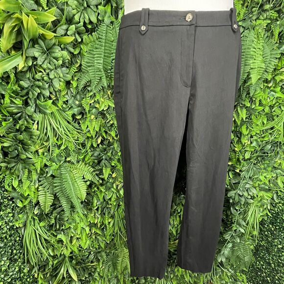 H&M Pants Women 12 Black Ankle Dress Work Button Accent NWT 0966 - Picture 6 of 10